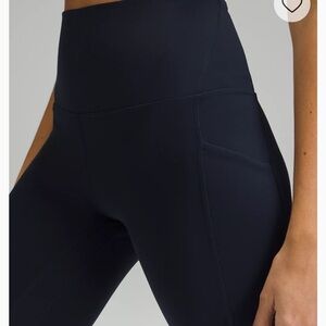 Lu Lu Lemon High-Waisted Navy Leggings with pockets